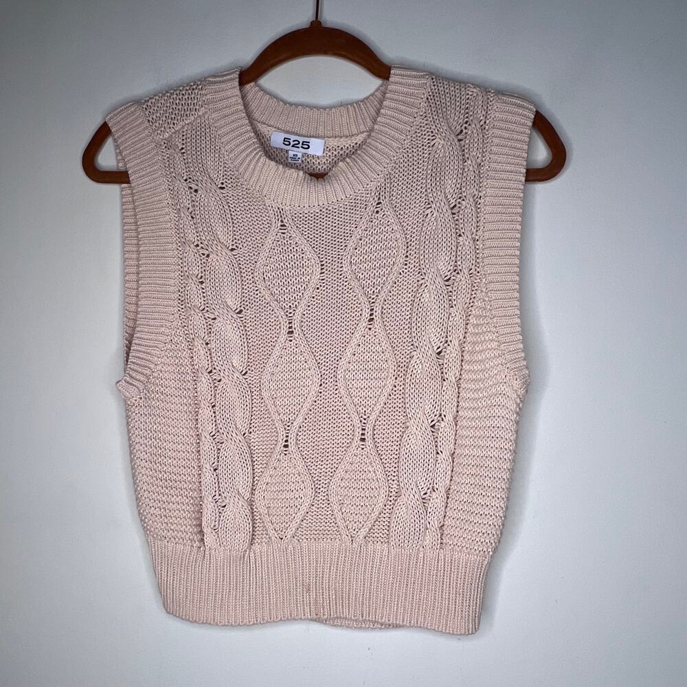 525 Cable Knit Sweater Vest Top Size XS - Picture 4 of 8